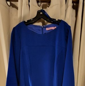 Eliza J knee length, ponte, cobalt blue shift dress with pockets!